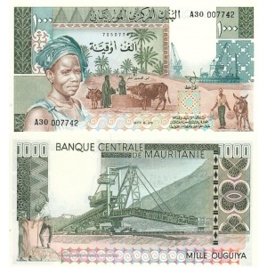 Moritanya 1000 Ouguiya 1977 P#3C ÇİL/UNC Kağıt Para