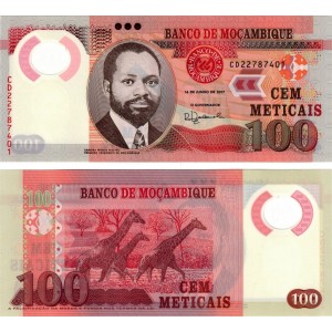 MOZAMBİK 100 METICAIS 2017 POLYMER, P#151b, ÇİL, ESKİ YABANCI KAĞIT PARA