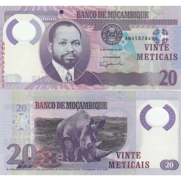 Mozambik 20 Meticais 2017 P#149b banknot Mozambik 20 Meticais 2017 P#149b banknot ön ve arka yüz