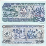 MOZAMBİK 500 METICAIS 1989, P#131c, ÇİL, ESKİ YABANCI KAĞIT PARA
