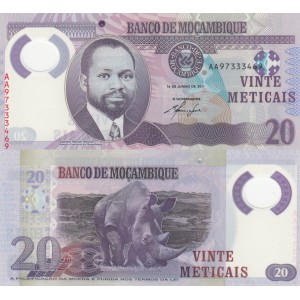 MOZAMBİK 20 METICAIS 2011 POLYMER, P#149a, ÇİL, ESKİ YABANCI KAĞIT PARA
