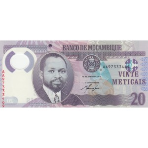 MOZAMBİK 20 METICAIS 2011 POLYMER, P#149a, ÇİL, ESKİ YABANCI KAĞIT PARA