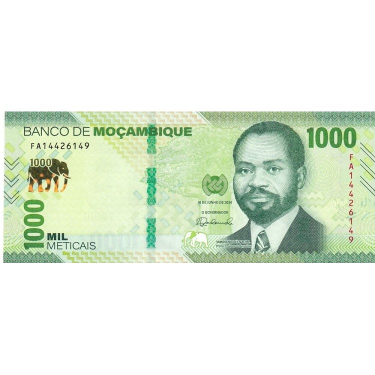 Mozambik 1000 Meticais 2024 P#160 ÇİL/UNC Kağıt Para ön ve arka yüz banknot görseli