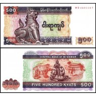 MYANMAR 500 KYAT 2004, P#79, ÇİL, ESKİ YABANCI KAĞIT PARA