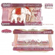 MYANMAR 5000 KYAT 2009, P#81, ÇİL, ESKİ YABANCI KAĞIT PARA