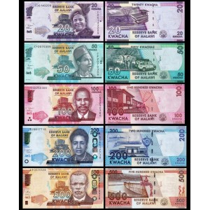 Malavi 20-50-100-200-500 Kwacha 2017-2022 5'li Set ÇİL/UNC