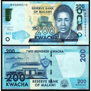 Malavi 200 Kwacha 2022 P#65Af ÇİL/UNC Kağıt Para