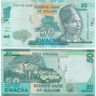 Malavi 50 Kwacha 2020 P#64g ÇİL/UNC Kağıt Para