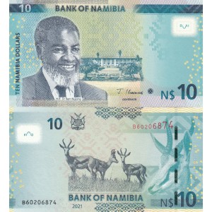 NAMİBİA 10 DOLAR 2021, P#16, ÇİL, ESKİ YABANCI KAĞIT PARA