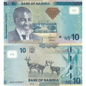 NAMİBİA 10 DOLAR 2013, P#11b, ÇİL, ESKİ YABANCI KAĞIT PARA