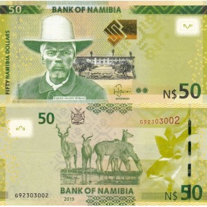 Namibia 50 Dollar 2019 P#13c ÇİL/UNC Kağıt Para