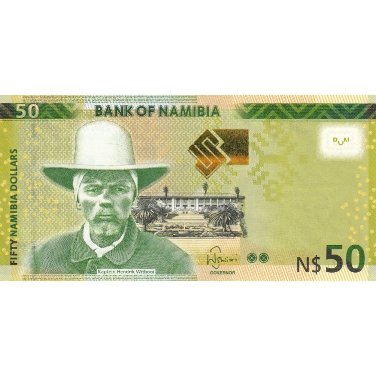 Namibia 50 Dollar 2019 P#13c ÇİL/UNC Kağıt Para ön ve arka yüz