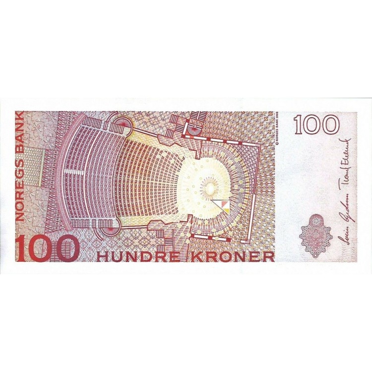 Norveç 100 Kron 2010 P#49e ÇİL/UNC banknot Norveç 100 Kron 2010 P#49e ÇİL UNC kağıt para