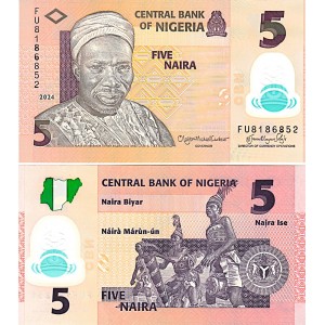 Nijerya 5 Naira 2024 P#38 ÇİL/UNC Polimer Banknot