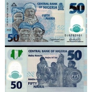 Nijerya 50 Naira 2025 P#40 ÇİL/UNC Polimer Banknot