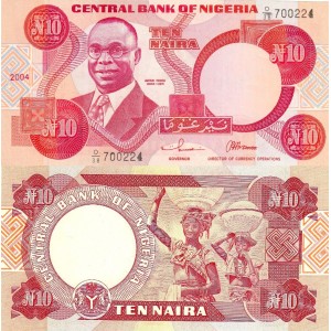 Nijerya 10 Naira 2004 P#25g ÇİL/UNC Kağıt Para
