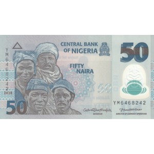 NİJERYA 50 NAİRA 2020 POLYMER, P#40, ÇİL, ESKİ YABANCI KAĞIT PARA