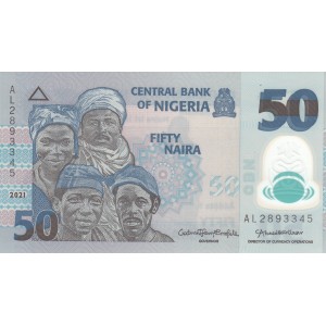 NİJERYA 50 NAİRA 2021 POLYMER, P#40, ÇİL, ESKİ YABANCI KAĞIT PARA