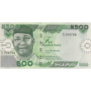 NİJERYA 500 NAİRA 2023, P#48, ÇİL, ESKİ YABANCI KAĞIT PARA