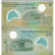 NİKARAGUA 10 CORDOBAS 2007 POLYMER, P#201b, ÇİL, ESKİ YABANCI KAĞIT PARA