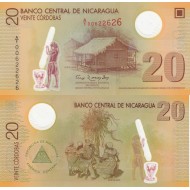 NİKARAGUA 20 CORDOBAS 2007 POLYMER, P#202b, ÇİL, ESKİ YABANCI KAĞIT PARA
