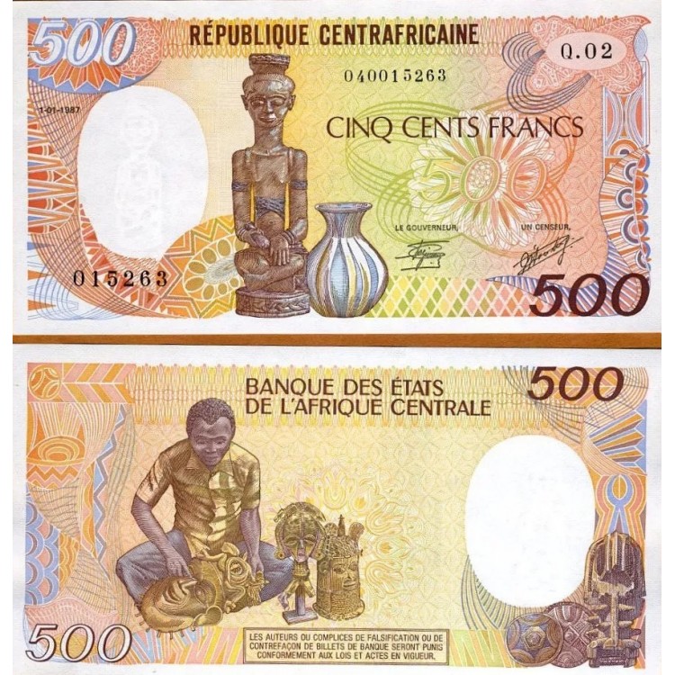 ORTA AFRİKA CUMHURİYETİ 500 FRANK 1987, P#14c, ÇİL, ESKİ YABANCI KAĞIT PARA ORTA AFRİKA CUMHURİYETİ 500 FRANK 1987, P#14c, ÇİL, ESKİ YABANCI KAĞIT PARA