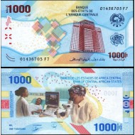 ORTA AFRİKA DEVLETLERİ 1000 FRANK 2020, P#701, ÇİL, ESKİ YABANCI KAĞIT PARA