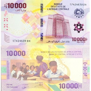 Orta Afrika Devletleri 10000 Francs 2022 P#704b ÇİL/UNC Hybrid Polymer Kağıt Para