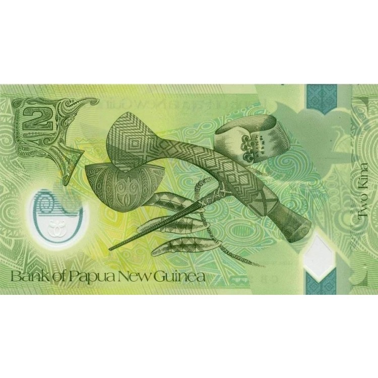 PAPUA YENİ GİNE 2 KİNA 2023 POLYMER, P#50c, ÇİL, ESKİ YABANCI KAĞIT PARA