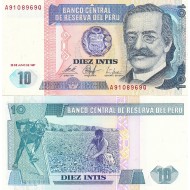 PERU 10 İNTİS 1987, P#129, ÇİL, ESKİ YABANCI KAĞIT PARA PERU 10 İNTİS 1987, P#129, ÇİL, ESKİ YABANCI KAĞIT PARA