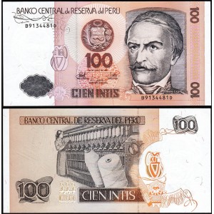 PERU 100 İNTİS 1987, P#133, ÇİL, ESKİ YABANCI KAĞIT PARA
