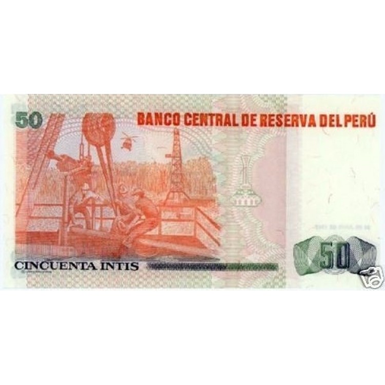 PERU 50 İNTİS 1987, P#131b, ÇİL, ESKİ YABANCI KAĞIT PARA