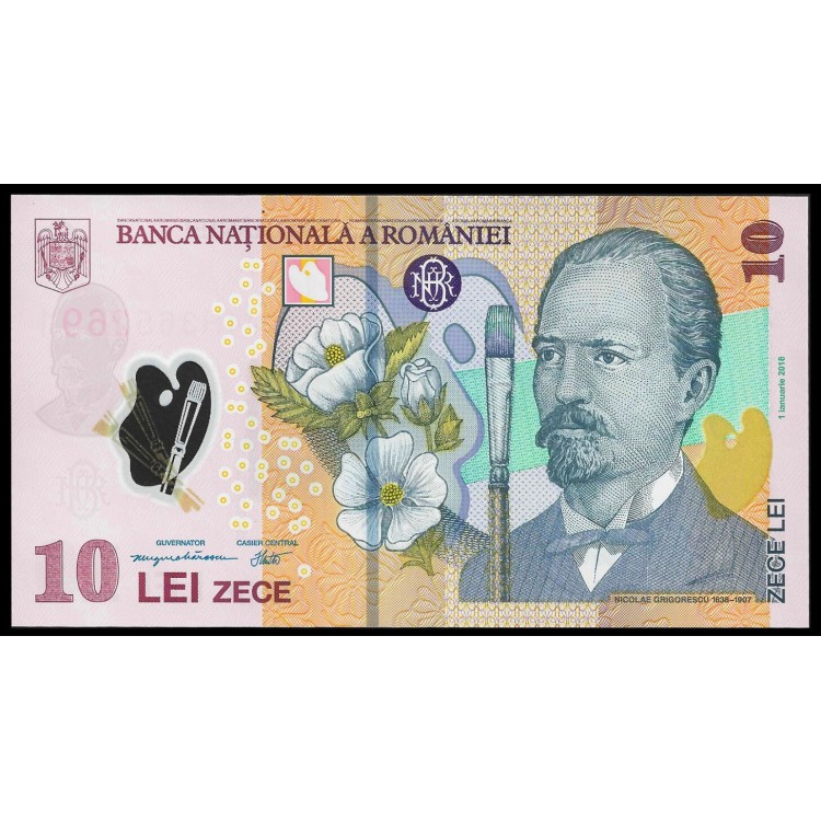 ROMANYA 10 LEİ 2018(2024) POLYMER, P#119, ÇİL, ESKİ YABANCI KAĞIT PARA