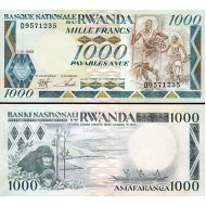 RWANDA 1000 FRANC (AMAFARANGA) 1988, P#21a, ÇİL, ESKİ YABANCI KAĞIT PARA
