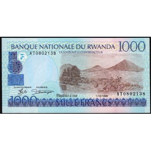 RWANDA 1000 FRANC (AMAFARANGA) 1998, P-27, ÇİL, ESKİ YABANCI KAĞIT PARA