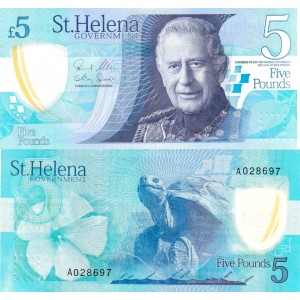 Saint Helena 5 Pounds 2026 P#14 ÇİL/UNC Polimer Kağıt Para