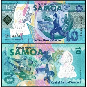 SAMOA 10 TALA 2019 POLYMER HATIRA, 16.PASİFİK OYUNLARI, P#45, ÇİL, ESKİ YABANCI KAĞIT PARA