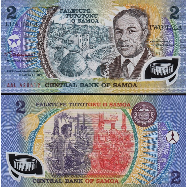 SAMOA 2 TALA 1990 POLYMER, P#31e, ÇİL, ESKİ YABANCI KAĞIT PARA