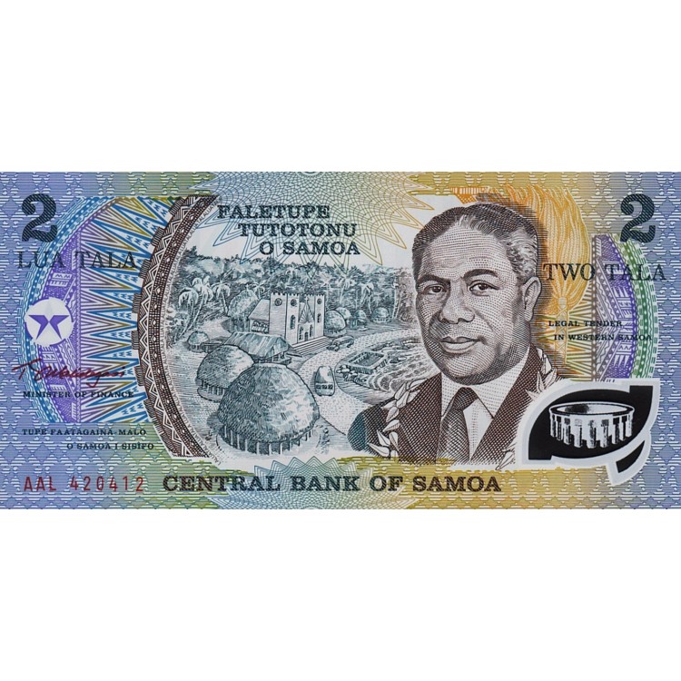 SAMOA 2 TALA 1990 POLYMER, P#31e, ÇİL, ESKİ YABANCI KAĞIT PARA