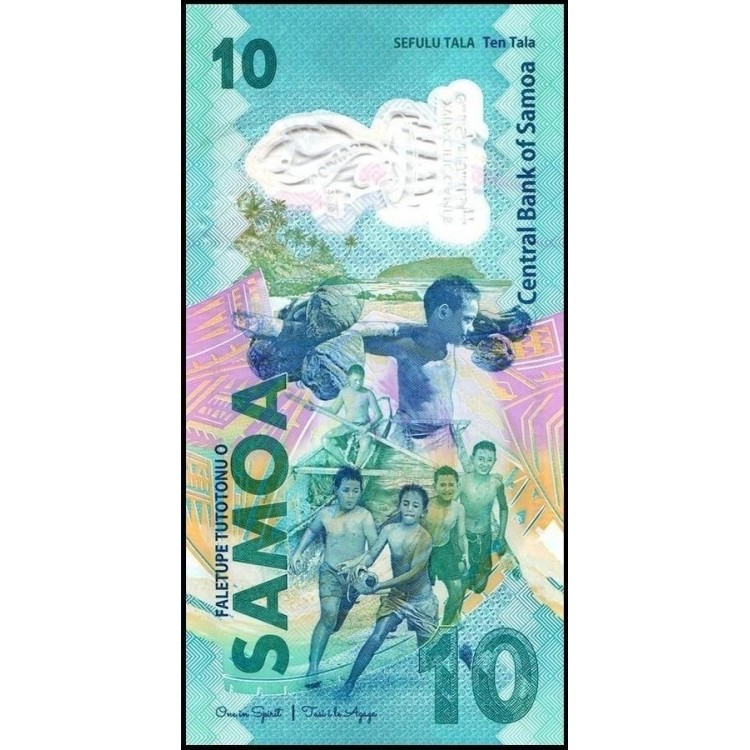 SAMOA 10 TALA 2019 POLYMER HATIRA, 16.PASİFİK OYUNLARI, P#45, ÇİL, ESKİ YABANCI KAĞIT PARA