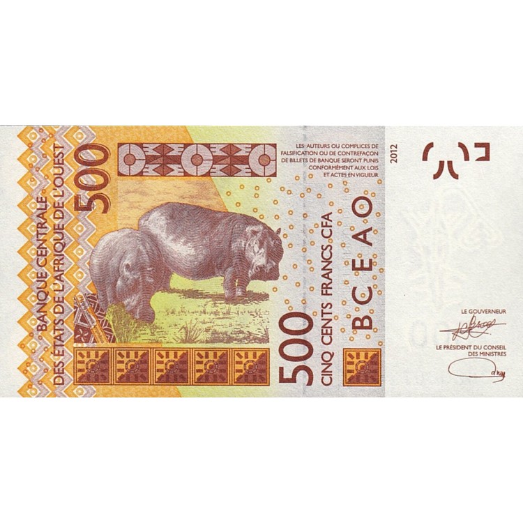 SENEGAL (BATI AFRİKA DEVLETLERİ) 500 FRANC 2012 (2023), P#719K, ÇİL, ESKİ YABANCI KAĞIT PARA