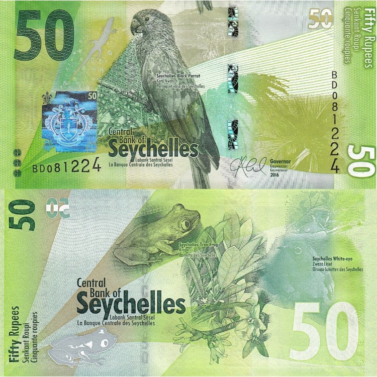 SEYŞELLER 50 RUPEE 2016, P#49, ÇİL, ESKİ YABANCI KAĞIT PARA