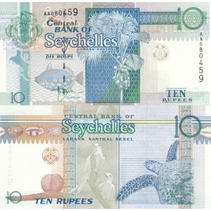 Seyşeller 10 Rupi 1998 P#36a ÇİL/UNC Kağıt Para