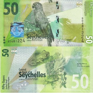SEYŞELLER 50 RUPEE 2016, P#49, ÇİL, ESKİ YABANCI KAĞIT PARA