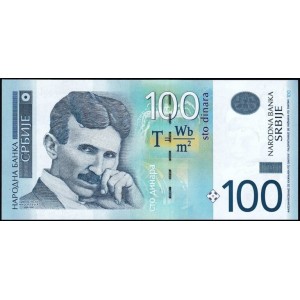 SIRBİSTAN 100 DİNAR 2012, P-57a, NİKOLA TESLA, ÇİL, ESKİ YABANCI KAĞIT PARA