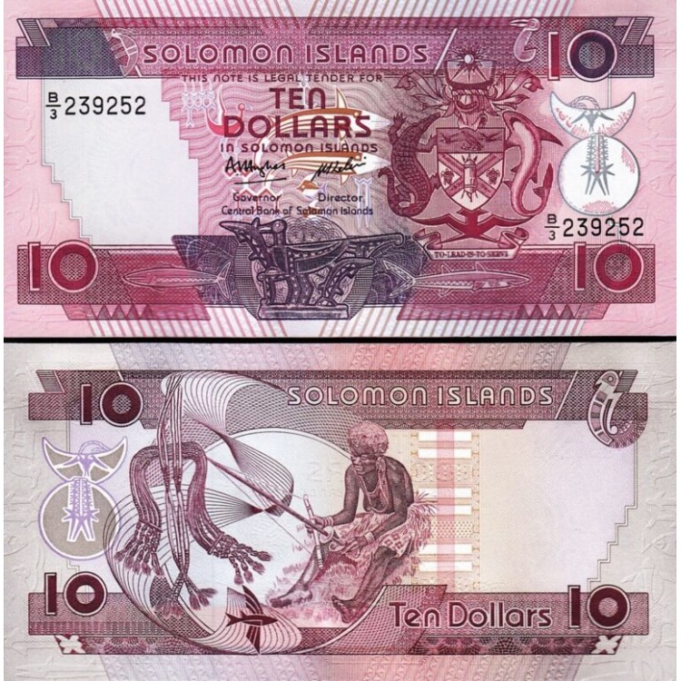SOLOMON ADALARI 10 DOLAR 1986, P#15, ÇİL, ESKİ YABANCI KAĞIT PARA