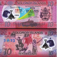 SOLOMON ADALARI 10 DOLAR HATIRA POLYMER 2023, P#39, ÇİL, ESKİ YABANCI KAĞIT PARA