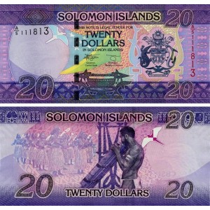SOLOMON ADALARI 20 DOLAR 2017 (2021), P#34b, ÇİL, ESKİ YABANCI KAĞIT PARA