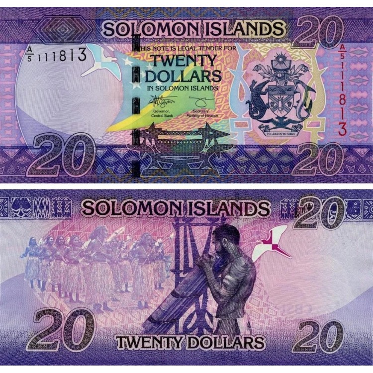 SOLOMON ADALARI 20 DOLAR 2017 (2021), P#34b, ÇİL, ESKİ YABANCI KAĞIT PARA