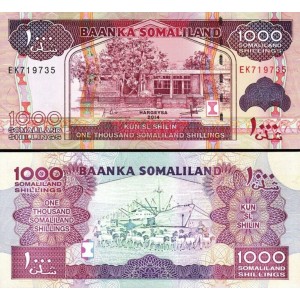 SOMALİLAND 1000 SHİLİN 2014, P#20c, ÇİL, ESKİ YABANCI KAĞIT PARA